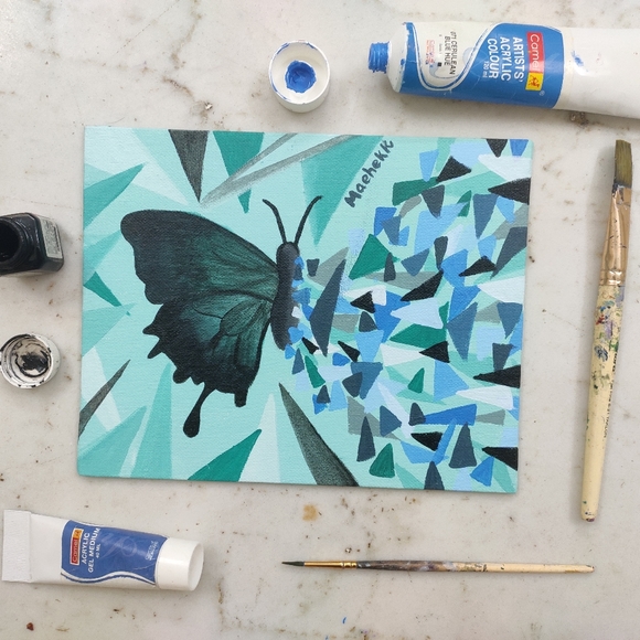 SaMae Other - Butterfly & geometry canvas painting